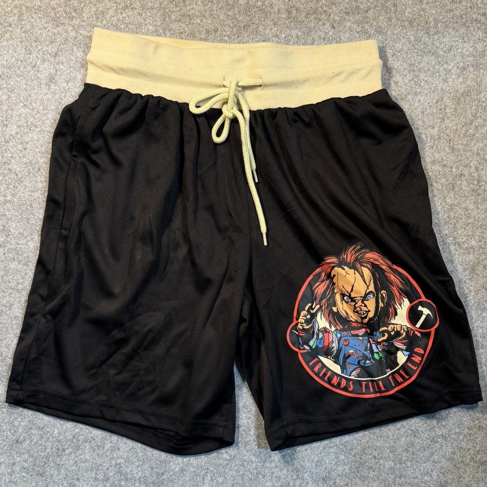 Freeze Chucky Friends Till The End Shorts Small‎ Black Graphic Mesh